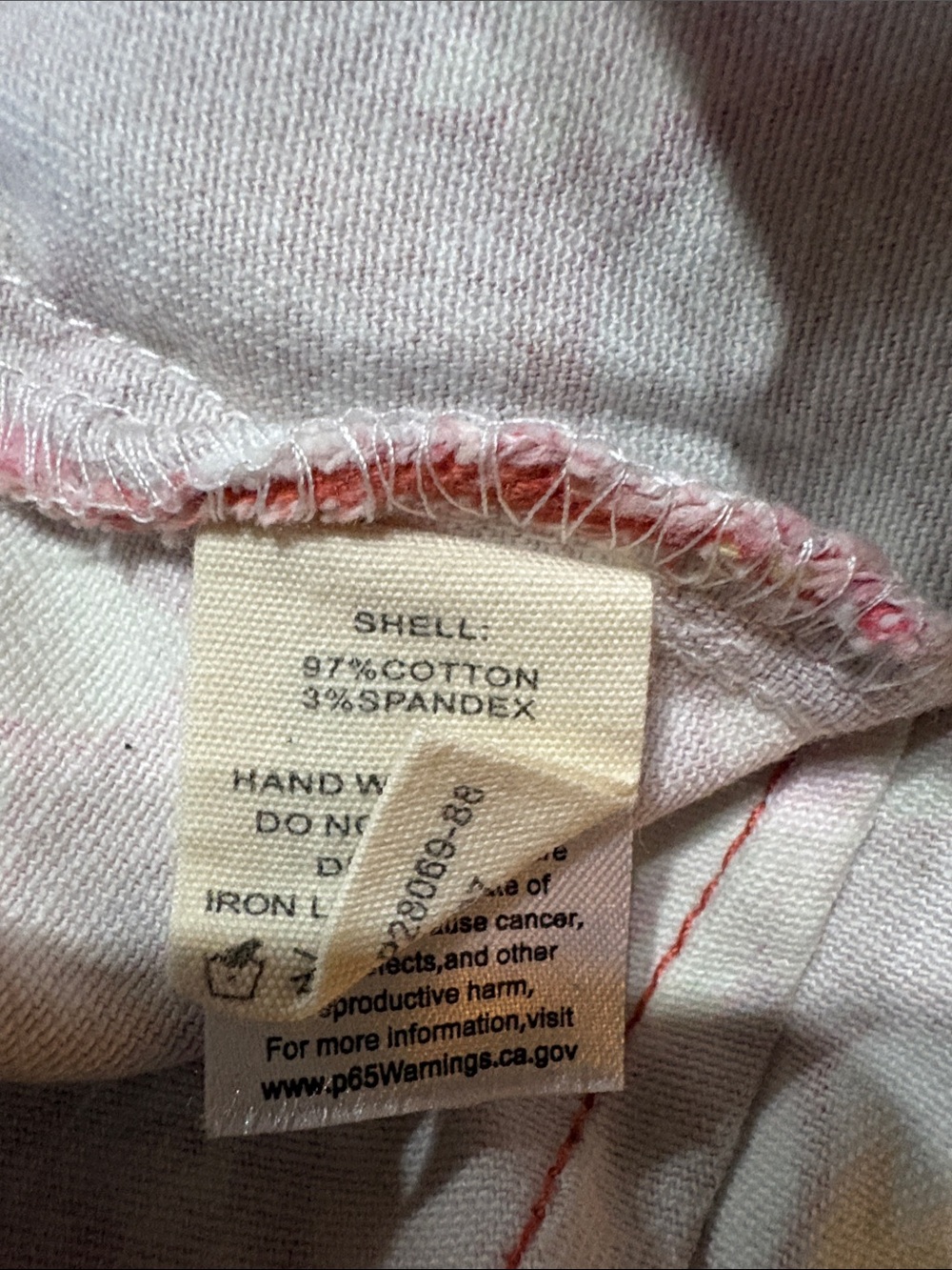 Peach Love California Coral Floral Pants with Yellow & Cream Blooms; Size L - Picture 6 of 6